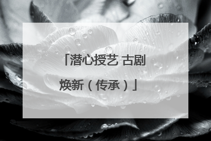 潜心授艺 古剧焕新（传承）